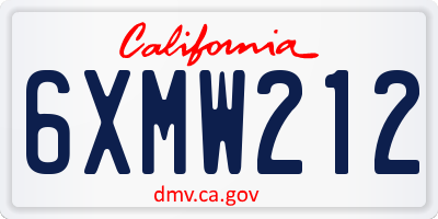 CA license plate 6XMW212