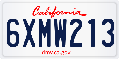 CA license plate 6XMW213