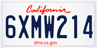 CA license plate 6XMW214
