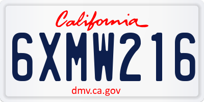 CA license plate 6XMW216