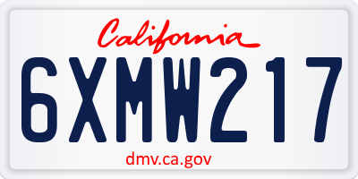 CA license plate 6XMW217