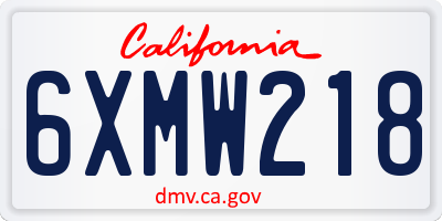 CA license plate 6XMW218