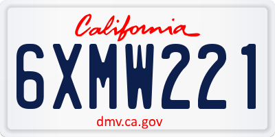 CA license plate 6XMW221