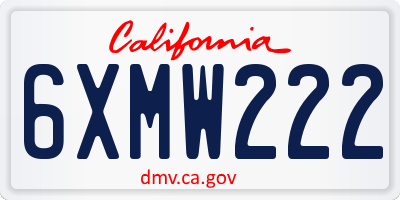 CA license plate 6XMW222