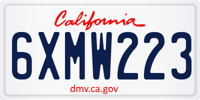CA license plate 6XMW223