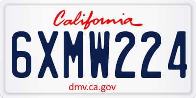 CA license plate 6XMW224