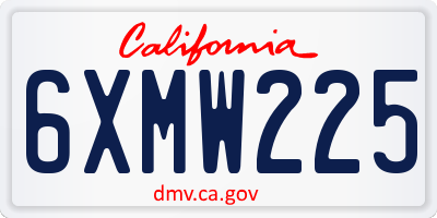 CA license plate 6XMW225