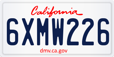 CA license plate 6XMW226