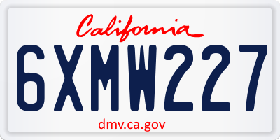 CA license plate 6XMW227