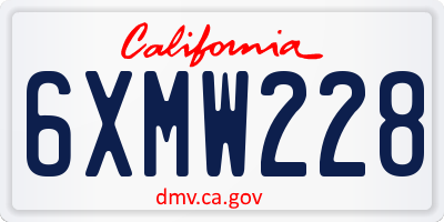 CA license plate 6XMW228