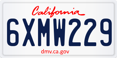 CA license plate 6XMW229