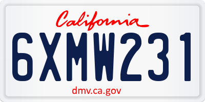 CA license plate 6XMW231