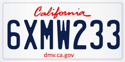 CA license plate 6XMW233
