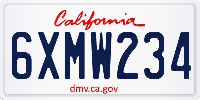 CA license plate 6XMW234