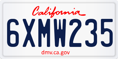 CA license plate 6XMW235