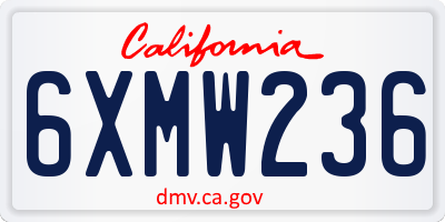 CA license plate 6XMW236