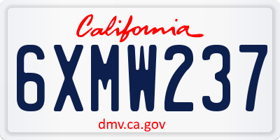 CA license plate 6XMW237