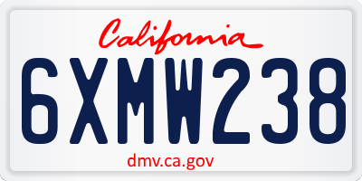 CA license plate 6XMW238