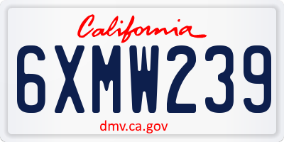 CA license plate 6XMW239