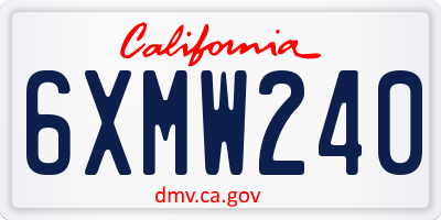 CA license plate 6XMW240