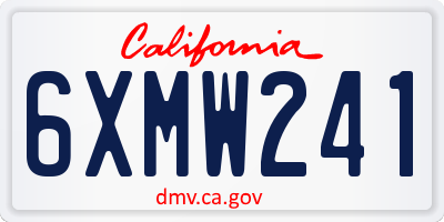 CA license plate 6XMW241