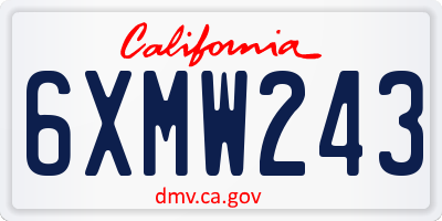 CA license plate 6XMW243