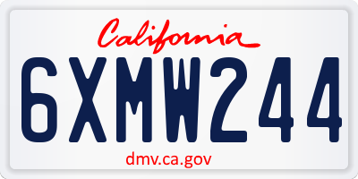 CA license plate 6XMW244