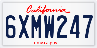 CA license plate 6XMW247