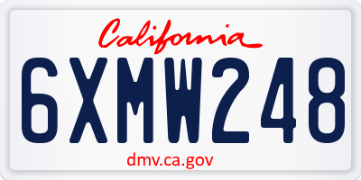 CA license plate 6XMW248