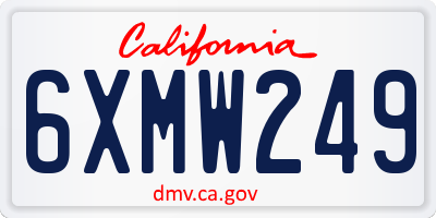 CA license plate 6XMW249