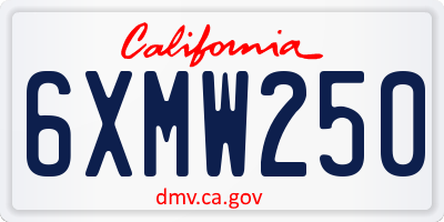 CA license plate 6XMW250