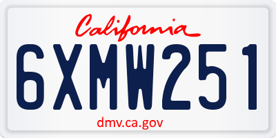 CA license plate 6XMW251