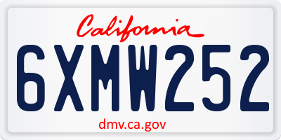 CA license plate 6XMW252