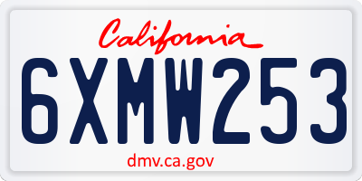 CA license plate 6XMW253