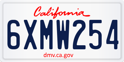 CA license plate 6XMW254