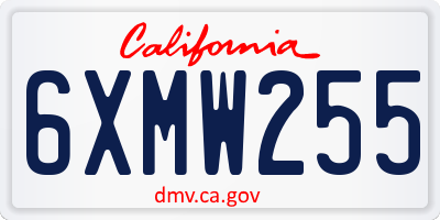 CA license plate 6XMW255