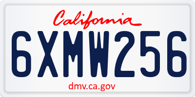 CA license plate 6XMW256
