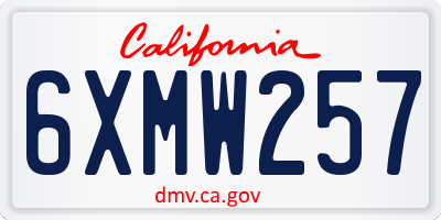 CA license plate 6XMW257