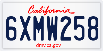CA license plate 6XMW258