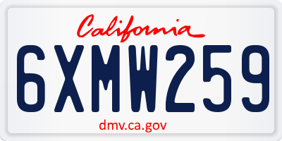 CA license plate 6XMW259
