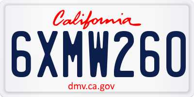 CA license plate 6XMW260