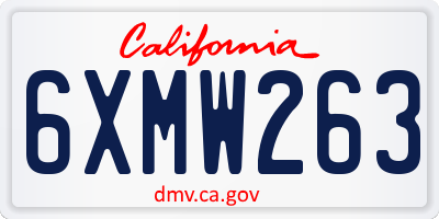 CA license plate 6XMW263