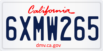 CA license plate 6XMW265