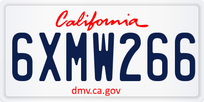 CA license plate 6XMW266