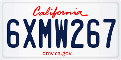 CA license plate 6XMW267