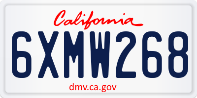 CA license plate 6XMW268