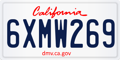 CA license plate 6XMW269