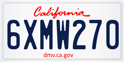 CA license plate 6XMW270