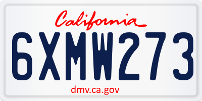 CA license plate 6XMW273