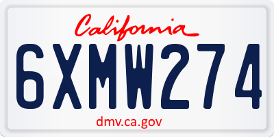 CA license plate 6XMW274